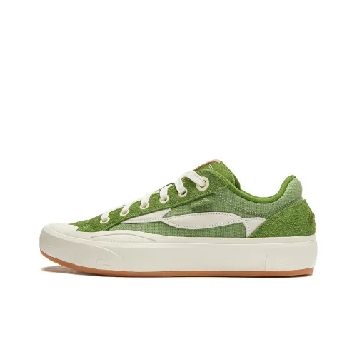 LINING Wave Skateboard Shoes Men Low-Top Stone Moss Green/Cactus Green/Vanilla White