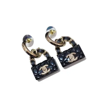 CHANEL CC Earrings Women's Black