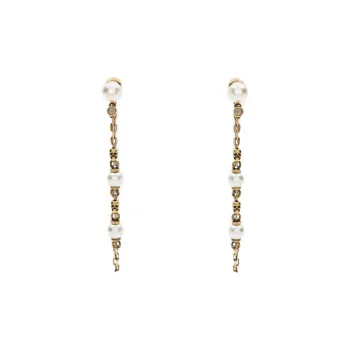 Alexander McQueen Pearl Skull Drop Chain Earrings