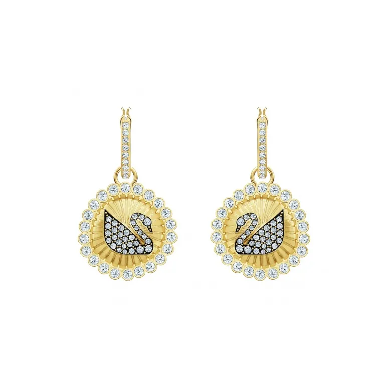 Swarovski Vintage Swan Earrings Women's Gold-0