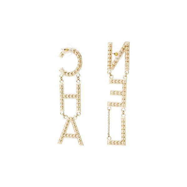 CHANEL Diamantes Letter Earrings-1