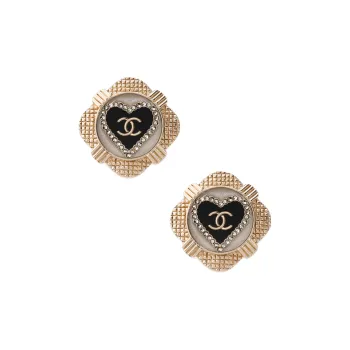 CHANEL Earrings Women's Gold/Black/White