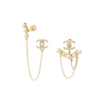 CHANEL Metal Earrings Women's Gold