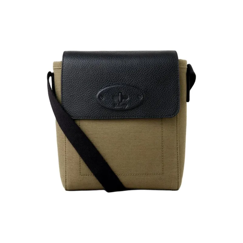 Mulberry Grained Leather Shoulder Bag Crossbody Bag Men's Olive Green & Black-0