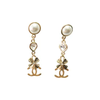CHANEL 2022 Cc Rhinestone Dangle Earrings