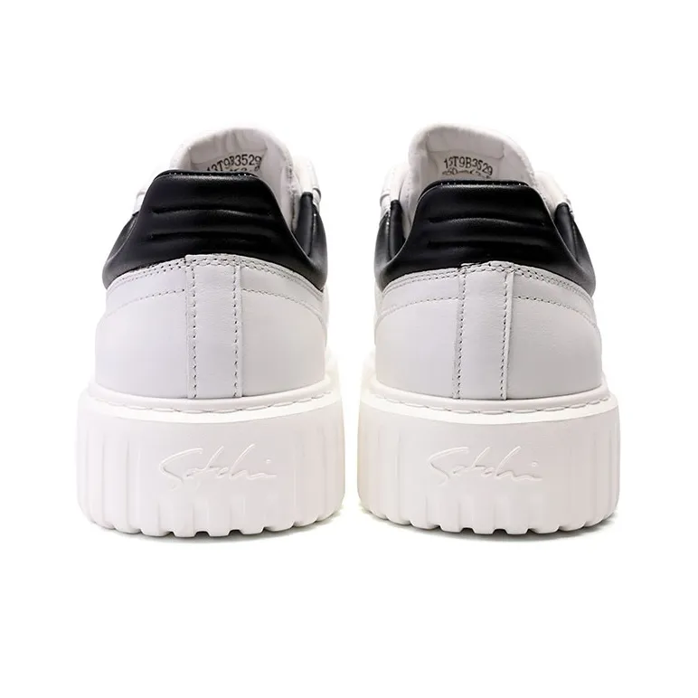 Satchi Breathable Wear Resistant Cushioning Height Increasing Low Top Skateboard Shoes Men's White Black 3CM-4