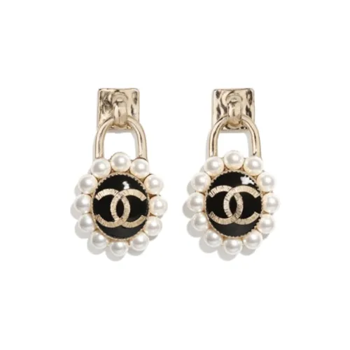 CHANEL Earrings Women's Gold/Black