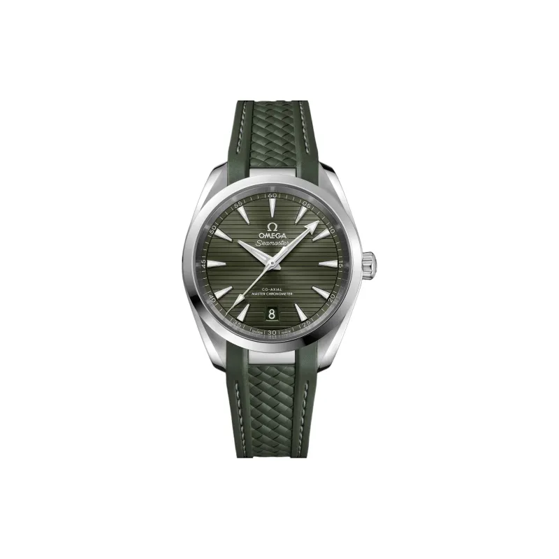 OMEGA Seahorse Collection Automatic Mechanical Movement Unisex Watch 38mm Green Dial Stainless Steel Case Rubber Strap-0