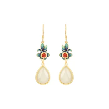 Xiaoyinjiang S925 Silver Hetian Jade Earrings Women's