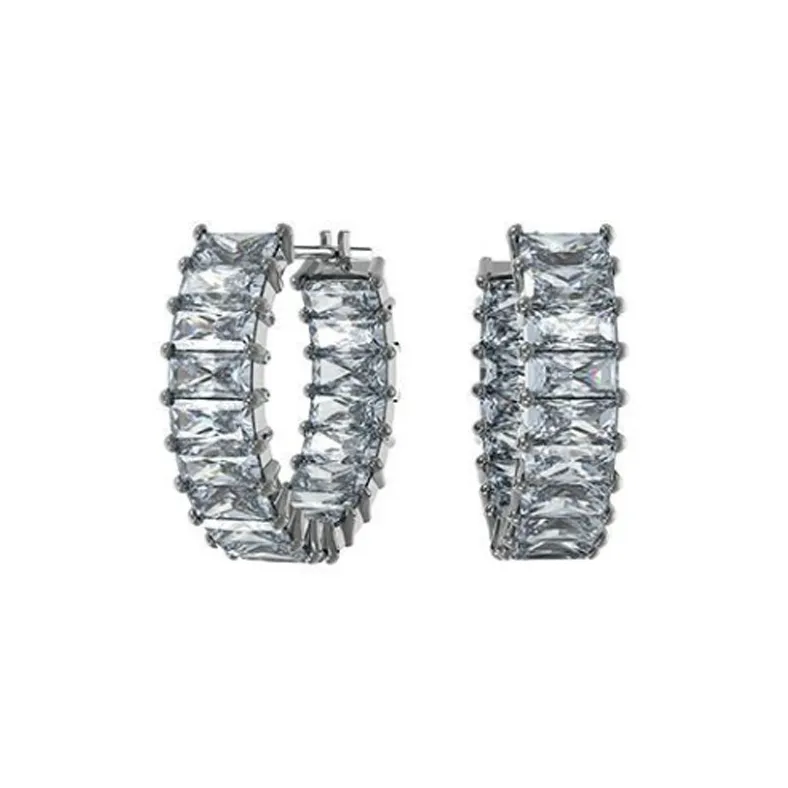 Swarovski Artificial Crystal Earrings Women's Gray-0