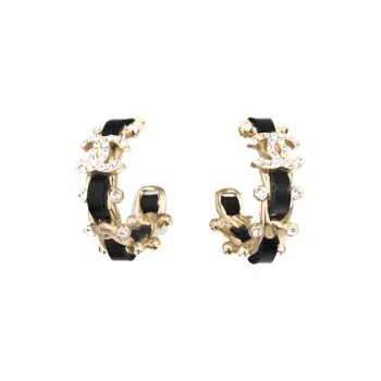 CHANEL Earrings Women's Gold/Black