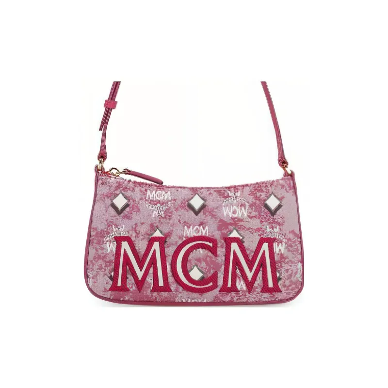 MCM Fabric Shoulder Bag Mini Women's Red-0
