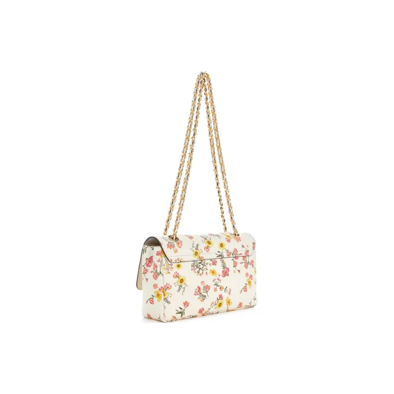 GUESS Artificial Leather Portable Crossbody Bag Shoulder Bag Regular Women's Beige White & Multicolor-1