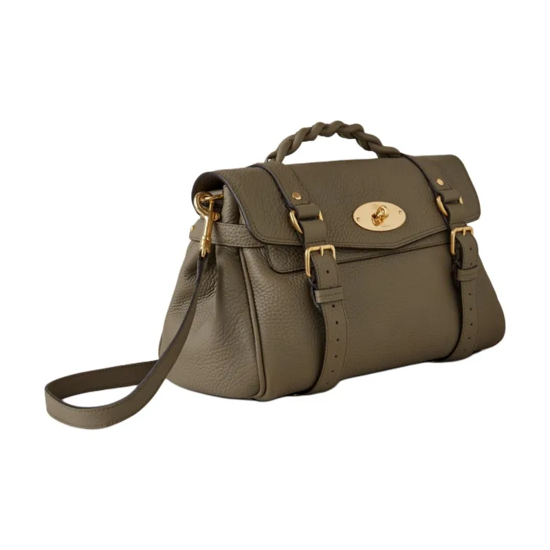 Mulberry Alexa Grained Cow Leather Shoulder Bag Crossbody Bag Handbag Women's Linen Green-1