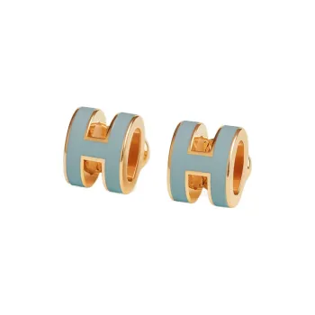 HERMES POP H Collection Earrings Unisex Gold