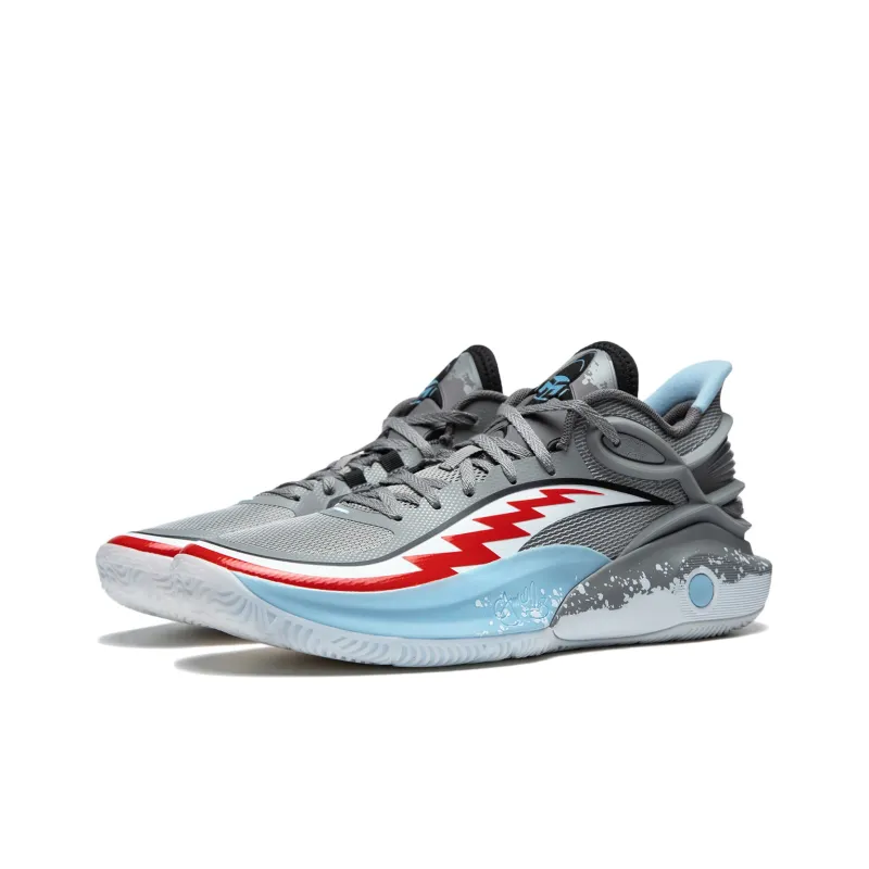 LINING CJ 3 Basketball Shoes Men Low Top Gray Red White-1