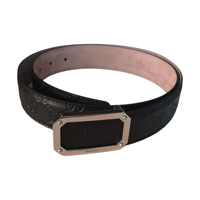 GUCCI Leather Belts Men's Black Width 3.5CM-1