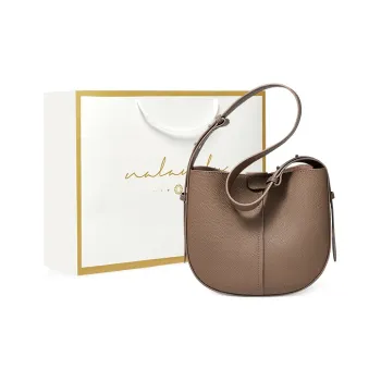 Narandu Cow Leather Portable Crossbody Bag, Shoulder Bag Women's Mocha/Milkshake White