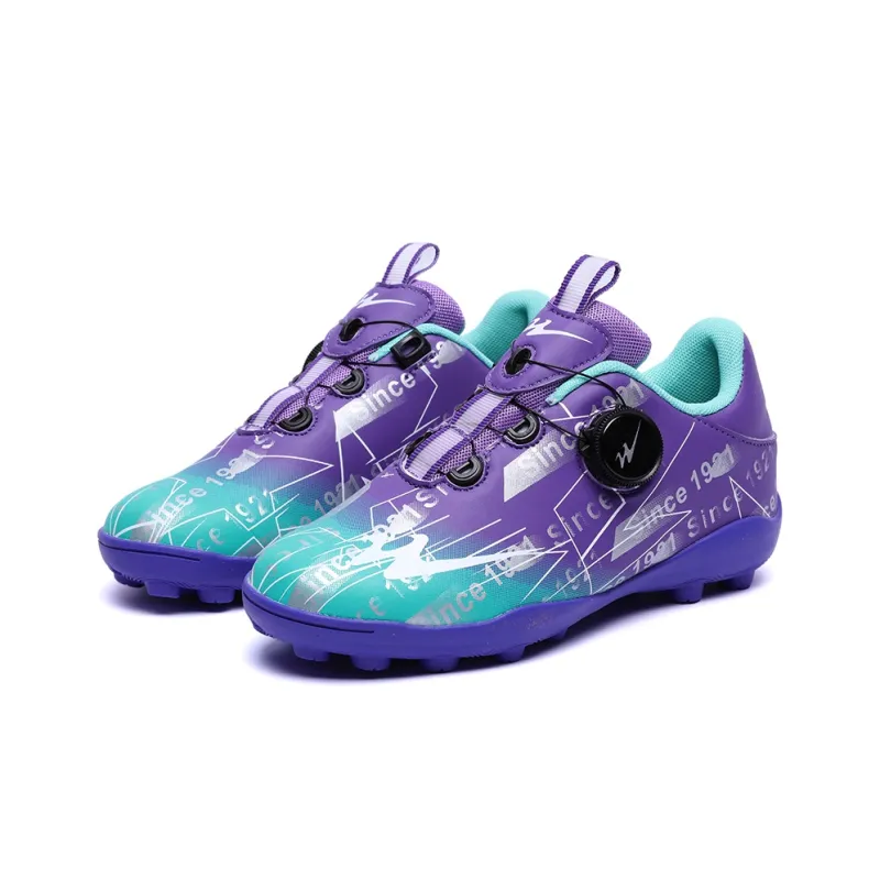 Binary Soccer Shoes Women's Low Top Purple Blue-5