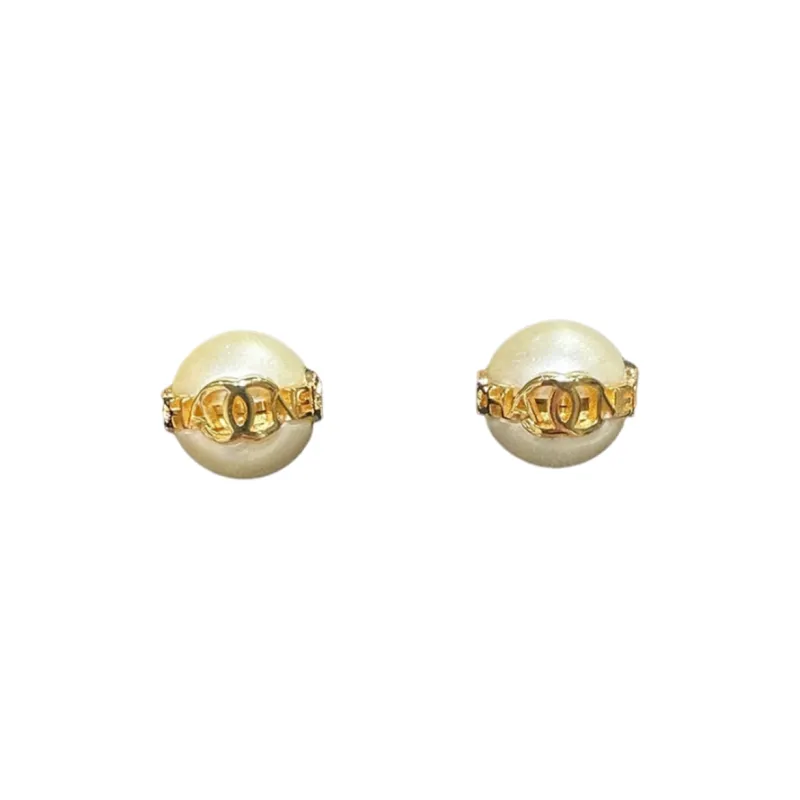CHANEL Metal Stud Earrings Women's Gold-0