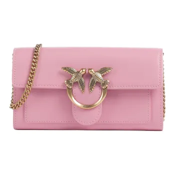 PINKO Love Bag Cow Leather Wallet Crossbody Bag Shoulder Bag Women's Pink