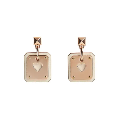 HERMES As De Coeur Earrings Women's Rose Gold