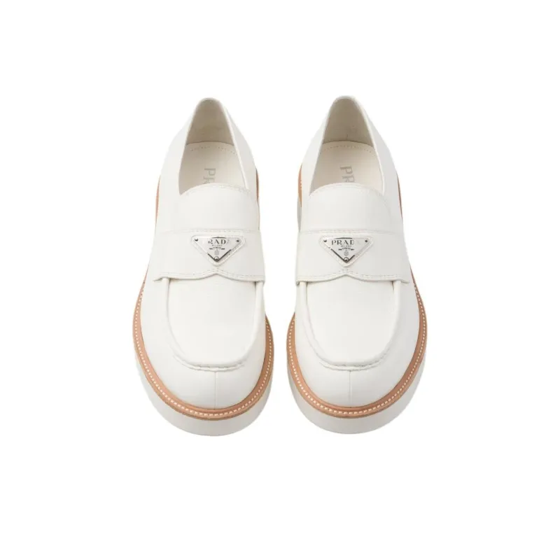 PRADA Triangle-logo Leather Loafers-4