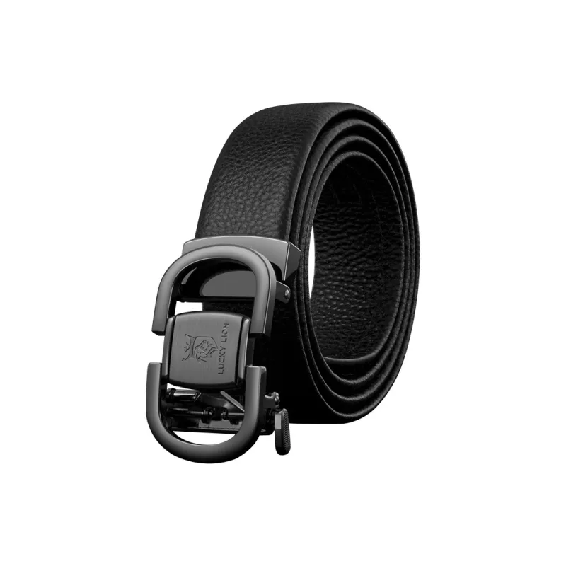 LUCKY LION Automatic Buckle, Belt For Business Pants Top Grain Cow Leather Belts Men's Width 3.5cm-2