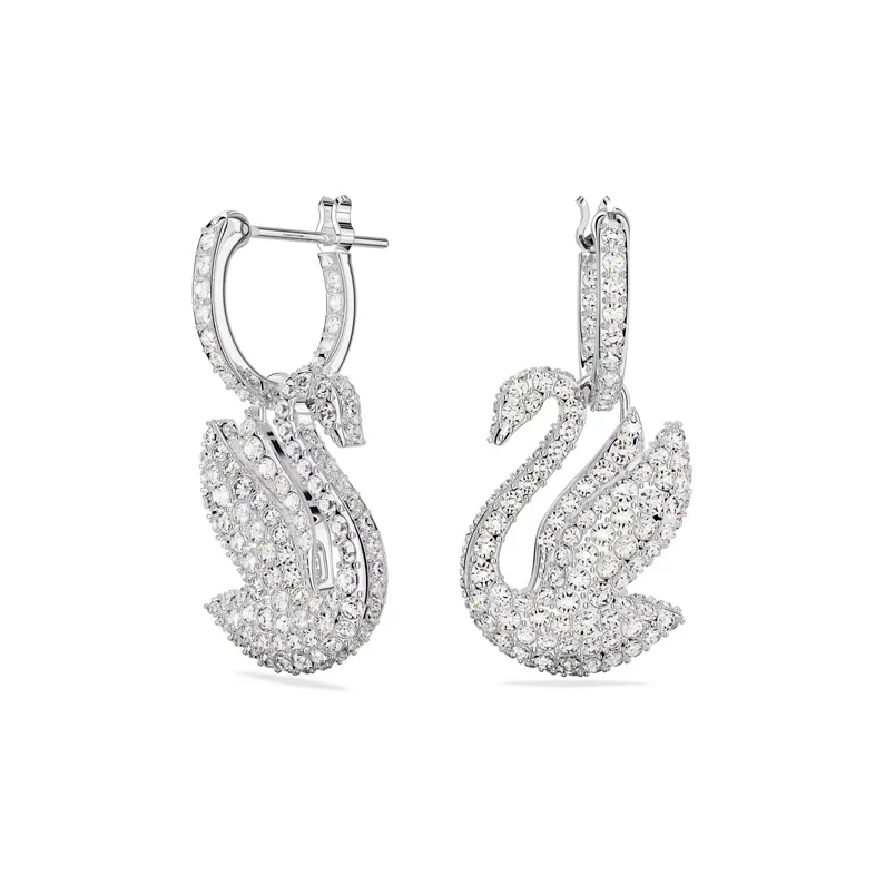 Swarovski Swan Hoop Earrings-3