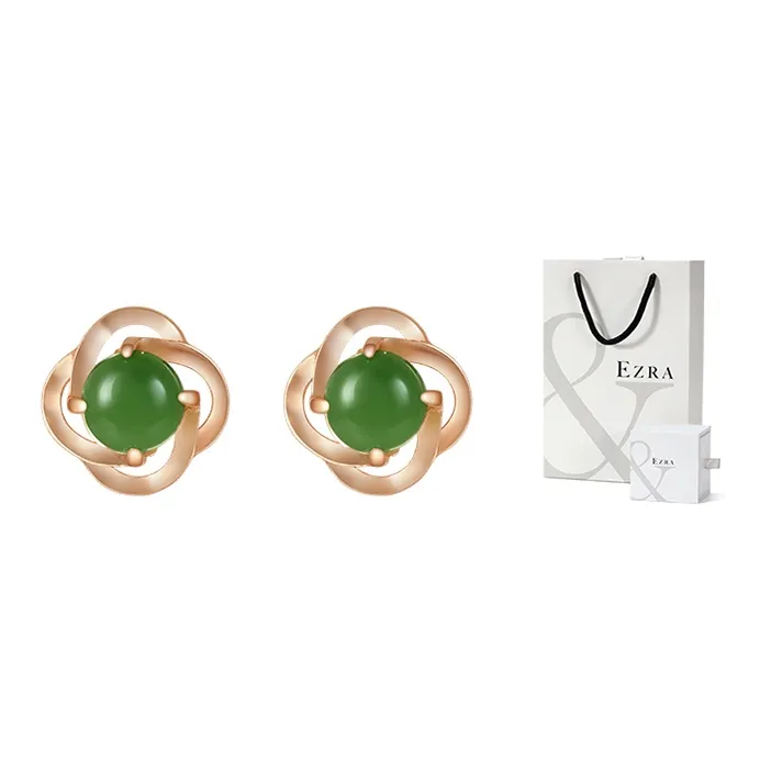 EZRA 925 Sterling Silver Hetian Jade Earrings Unisex-0