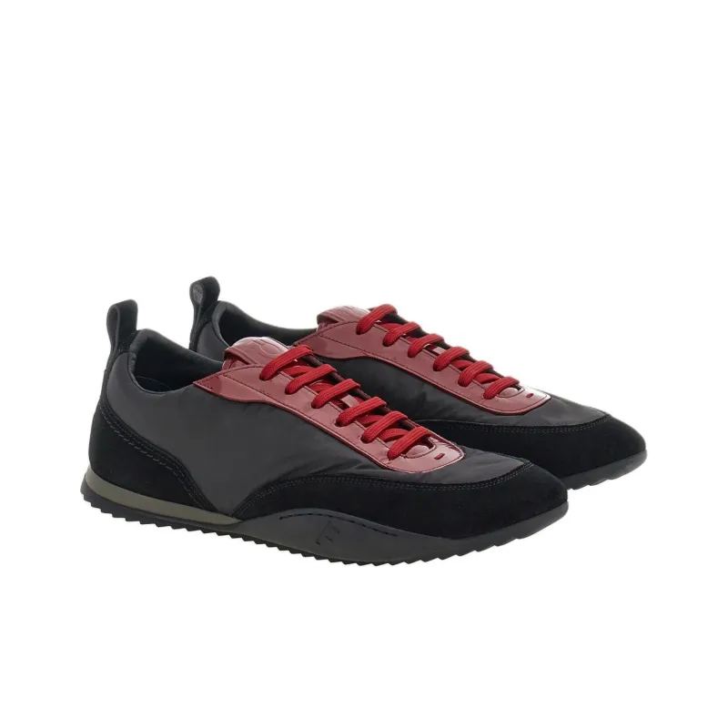 FERRAGAMO Low Top Casual Shoes Men's Black Red-2