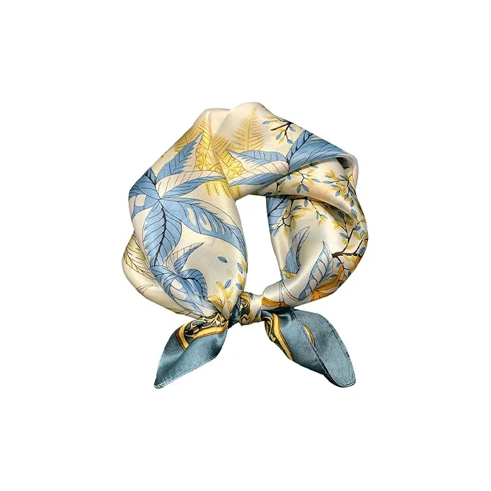 Narandu Mulberry Silk Scarves Women's Navy Blue, Turquoise, Sky Blue-1