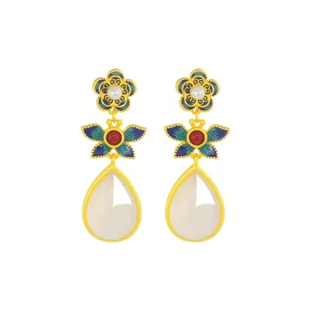 Best Wishes Hetian Jade Earrings Women's