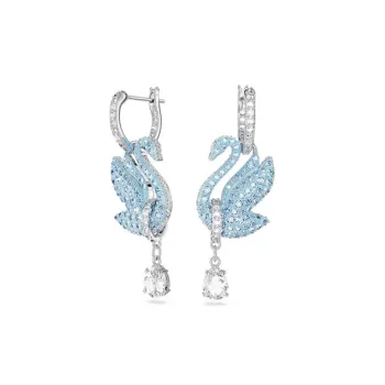 Swarovski Iconic Swan Rhodium Plated Earrings Unisex Blue