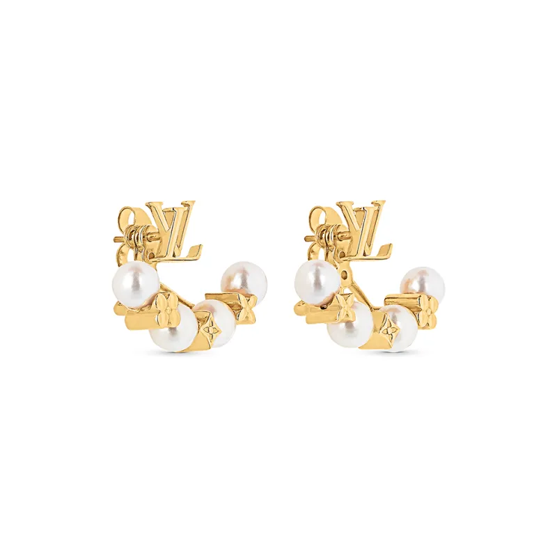 LOUIS VUITTON Minigram Pearls Earrings-1