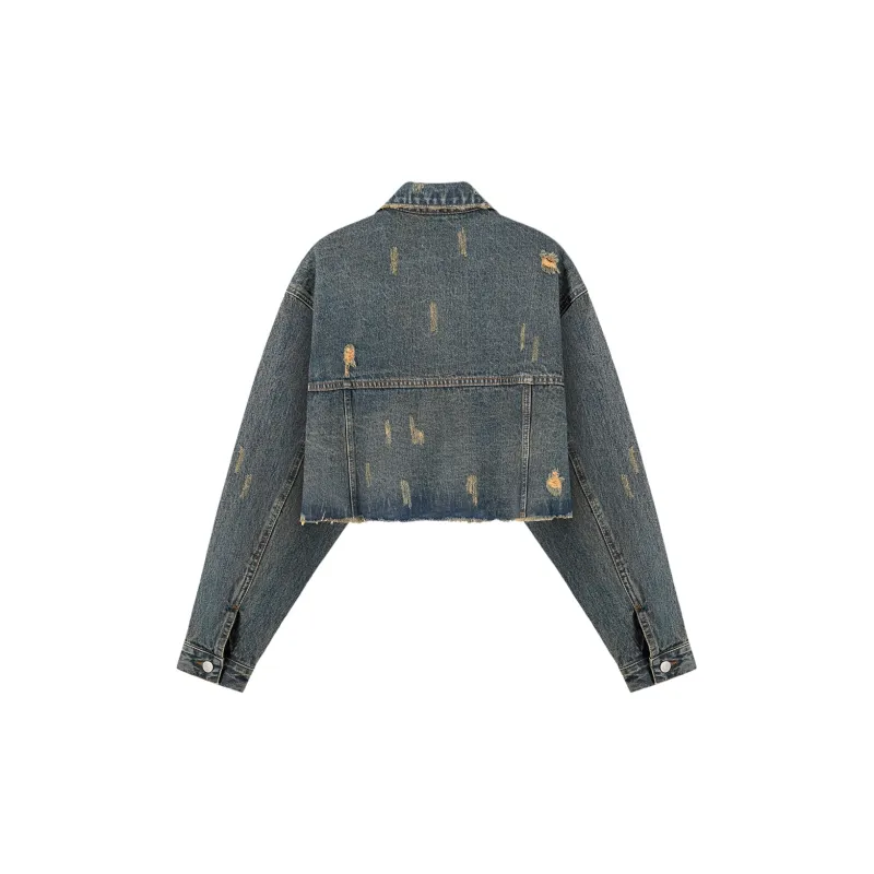 CHUU Cropped Coats Women's Denim Blue-1