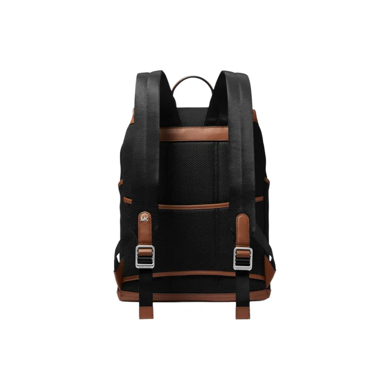 MICHAEL KORS Fabric Bonded Split Cow Leather Backpack Men's Black & Chestnut-1