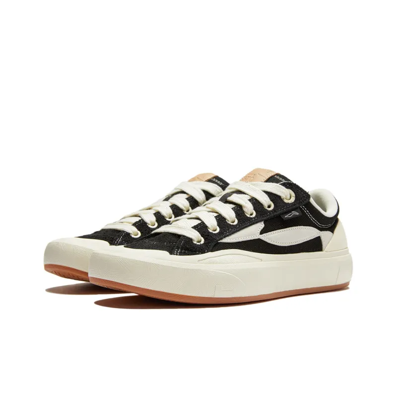 LiNing Wave S70 Low Top Skateboard Shoes Men's Black White-2