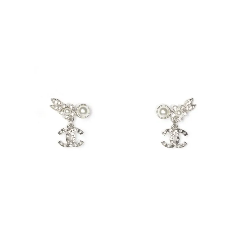 CHANEL Earrings Women's Silver/Pearl White-0