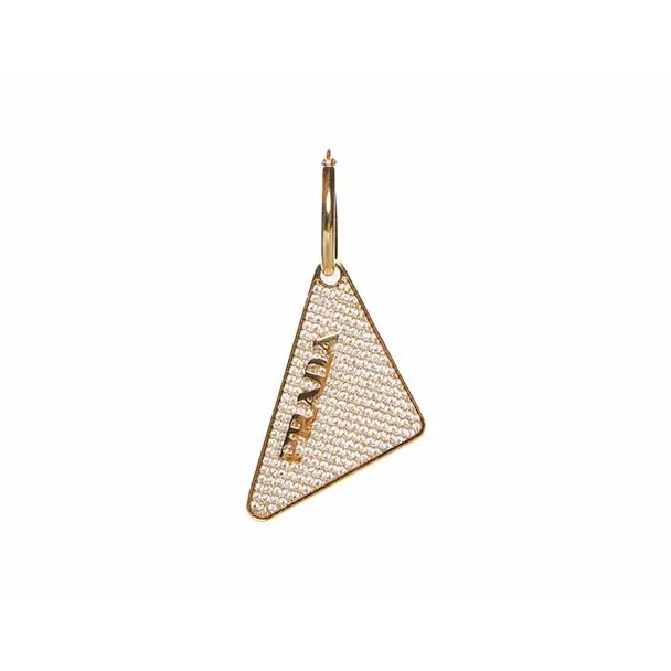 PRADA Logo Crystal-Embellished Left Earring-1