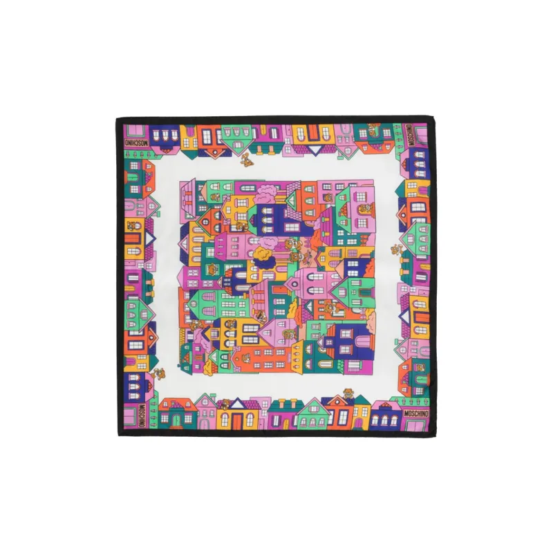 MOSCHINO Teddy Bear-print Silk Scarf-1