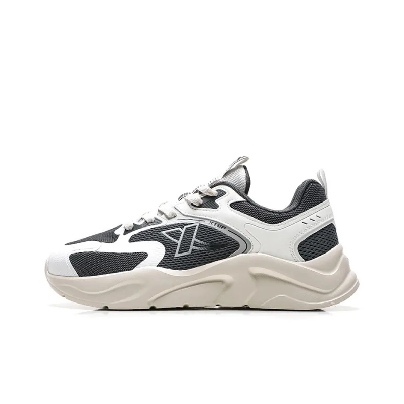 XTEP Chunky Sneakers Men Low Top Charcoal Gray/Sail White-0