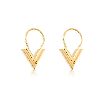 LOUIS VUITTON 2020 Plated Essential V Hoop Earrings Costume Earrings