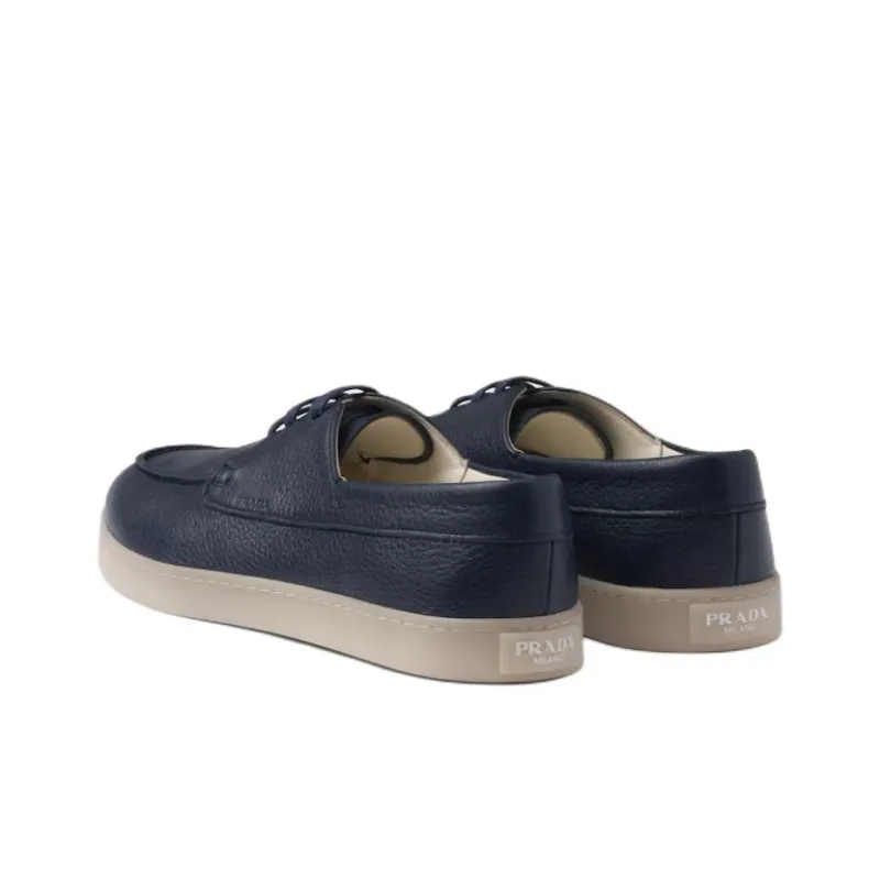 PRADA Lace-up Leather Loafers-3