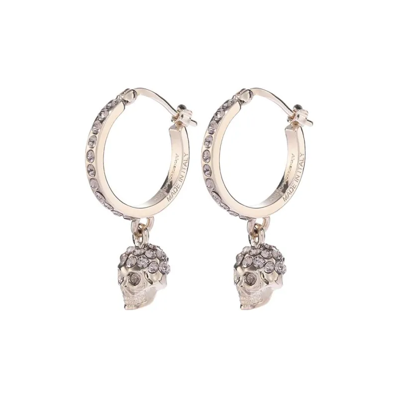 Alexander McQueen Skull Embellished Hoop Earrings-0