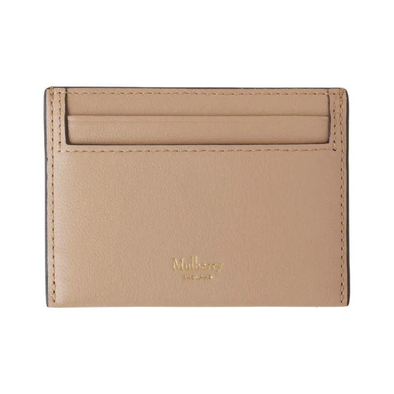 Mulberry Embossed Grained Leather Credit Card Holder Card Case Women's Maple Leaf Brown-0