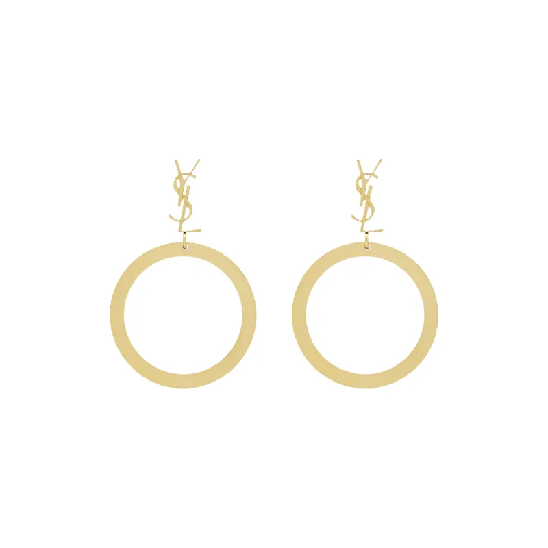 SAINT LAURENT Cassandre Pendant Hoop Earrings-0