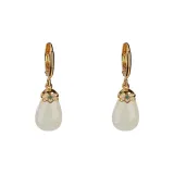 Waterdrop Hoop Earrings[Green and White Jade]