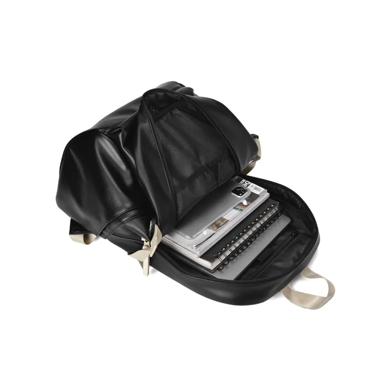 DRACONITE PU Student Backpack Regular Unisex Black Gold-4