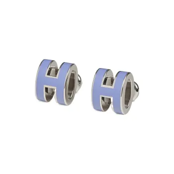 HERMES Earrings Unisex Purple